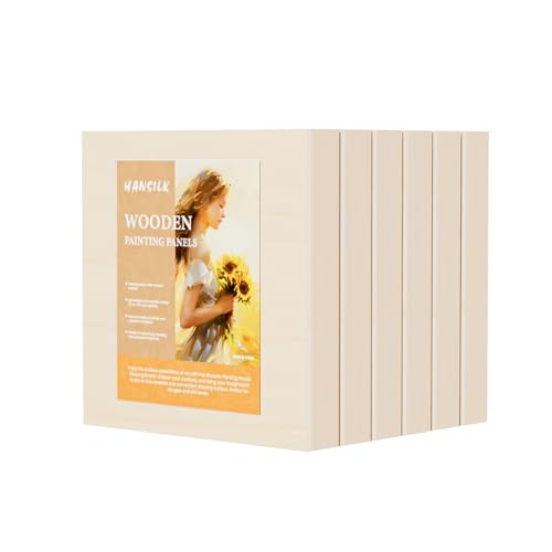 Wooden Art Panels for DIY Painting - Mother's Day Gifts, Christmas Crafts & Home Décor | 6x6 Inch Canvas Wood Boards, Unfinished Wooden Canvas for Adults(6-Pack) - size: 6*6-6