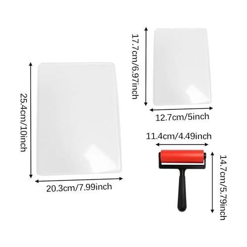 Reusable Gel Printing Plate with Press Rubber Brayer Roller for Diary Home