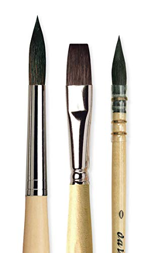 da Vinci Brushes 4251DV Watercolor Brush Set, Quill Size 0, Round Size 10, Flat Size 10, Black 3 Each - style: Petit Gris Watercolor Snap Box Set