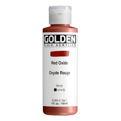 GOLDEN Fluid Acrylics, Red Oxide, 4 fl. oz. Bottle, Professional Acrylic Paint, Opaque