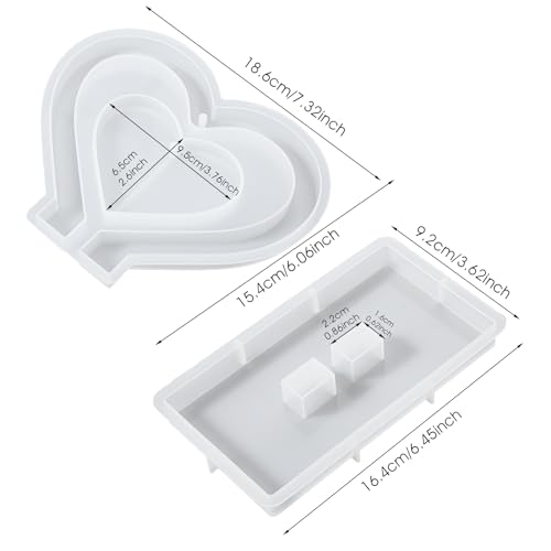 Heart Resin Mold 2 PCS Heart Shape Molds for Epoxy Resin Love Shape Silicone Molds Large 3D Picture Frame Epoxy Mold for DIY Table Home Decor Casting Art Craft Valentine Christmas Gifts