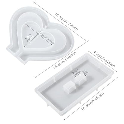 Heart Resin Mold 2 PCS Heart Shape Molds for Epoxy Resin Love Shape Silicone Molds Large 3D Picture Frame Epoxy Mold for DIY Table Home Decor Casting Art Craft Valentine Christmas Gifts