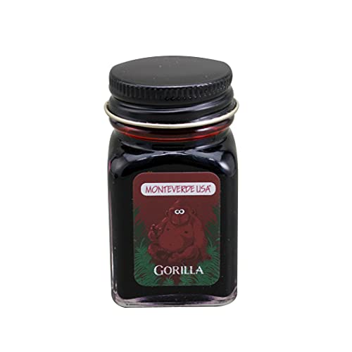 Monteverde Jungle Fountain Pen Ink, 30ml, Gorilla (Red) | Animal-inspired fountain pen ink with bold color, smooth flow, and creative writing personality. - color: Gorilla (Red)
