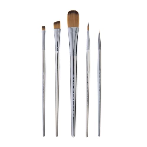 Royal & Langnickel Zen 5pc Standard Handle Brush Set, Includes - Oval Wash, Angular, Round, Chisel & Liner Brushes
