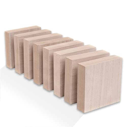 (8-Pack) - 4” x 4” Wooden Blocks for Crafts - 1-Inch Thick Square MDF Blocks - Smooth Surface with Wood Grain Pattern - Highly Customizable Blank Wood Squares - size: 4 x 4 x 1" (8 Pack)