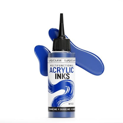KAMENSKAYA Acrylic Inks for Artists - Blue Denim Acrylic Ink, 3.38 Fl Oz (100 ml) - color: Blue Denim