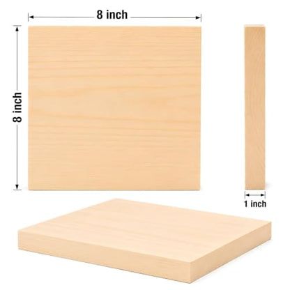 4 PCS Solid Pine Wood Blocks, 8 x 8 x 1 Inch One-Piece Unfinished Wood Panels for Wood Burning, Laser Engraving, Painting, DIY Signs, Home Decor and Craft Projects - size: 8x8x1 Inch
