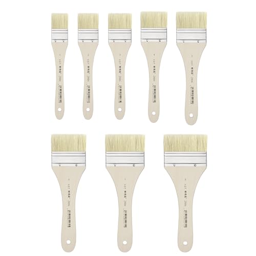 XDT#2806 Hake Artist Paint Brush 8 Piece Set, Hog Bristle Flat Brushes for Painting, Acrylic Oil Watercolor - size: 8Pc Set