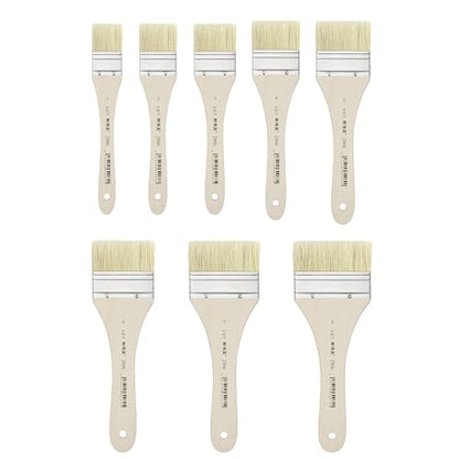 XDT#2806 Hake Artist Paint Brush 8 Piece Set, Hog Bristle Flat Brushes for Painting, Acrylic Oil Watercolor - size: 8Pc Set