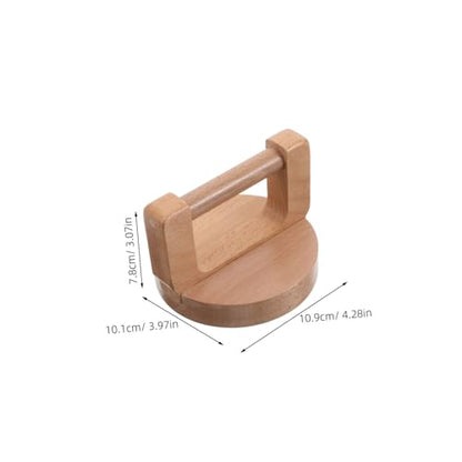 KHBUAB Beech Wood Printmaking Baren Round Ergonomic Handle and Cleaning Cloth, Wooden Lino Printing Press Tool for Beginner and Professional Block Printing Artists