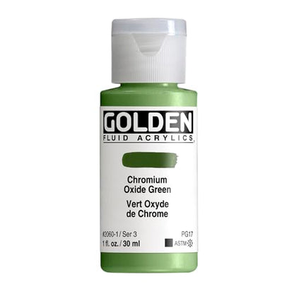 GOLDEN Fluid Acrylics, Chromium Oxide Green, 1 fl. oz. Bottle, Professional Acrylic Paint, Opaque