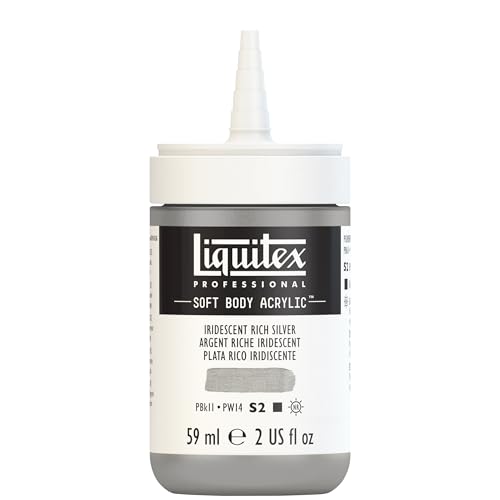 Liquitex Professional Soft Body Acrylic Paint, 59ml (2-oz) Bottle, Iridescent Rich Silver - color: Iridescent Rich Silver, style: 2-oz Bottle
