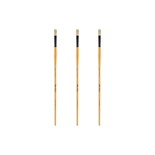 Creative Mark Mimik Hog Professional Synthetic Hog Bristle Paint Brush- Versatile Alternative to Natural Hog Hair Paint Brushes for Oil Painting, Acrylics, Inks & More- Double Thick Filbert #3 - size: Filbert Dbl Thick #3