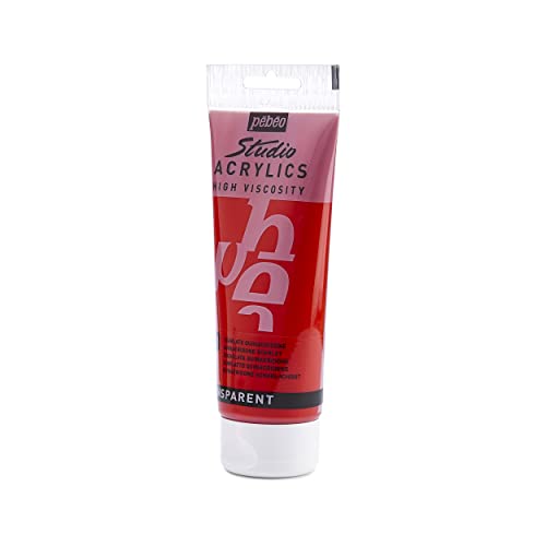 PEBEO - Acrylic Fine Studio Acrylics - Quinacridone Scarlet - Quinacridone Scarlet 100ml/3.38oz, 100 ml Tubes (831-020) - color: Quinacridone Scarlet