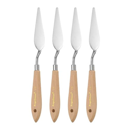 HARFINGTON 4pcs 15# Painting Palette Knife Pointy Stainless Steel Art Spatula Painting Pallet Knives Scrapers Tools with Plastic Handle for Acrylic Oil Canvas Mixing Spreading - size: 85mm x 27mm