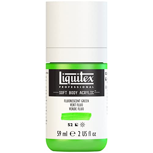 Liquitex Professional Soft Body Acrylic Paint, 59ml (2-oz) Bottle, Fluorescent Green - color: Fluorescent Green, style: 2-oz Bottle