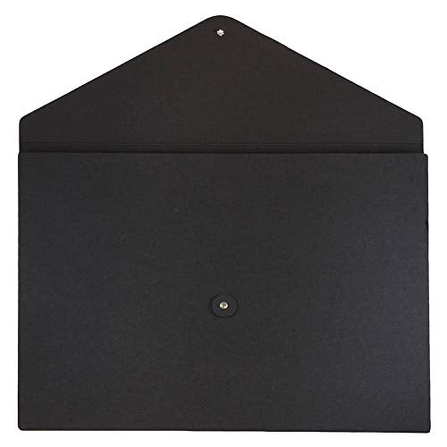 JAM PAPER Kraft Portfolio with Button and String Tie Closure - Large - 9 1/4 x 14 x 3/8 - Black Recycled - Sold Individually - color: Black Recycled, size: Large (9 1/4" x 14" x 3/8")
