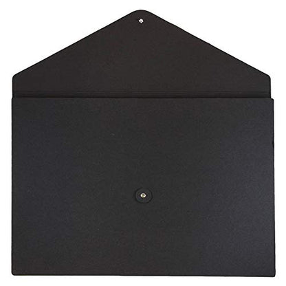 JAM PAPER Kraft Portfolio with Button and String Tie Closure - Large - 9 1/4 x 14 x 3/8 - Black Recycled - Sold Individually - color: Black Recycled, size: Large (9 1/4" x 14" x 3/8")