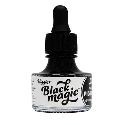 Higgins Black Magic Pigmented Drawing Ink - for Artists and Students - 1 oz. Glass Bottle (HIG44011) - color: Black Magic
