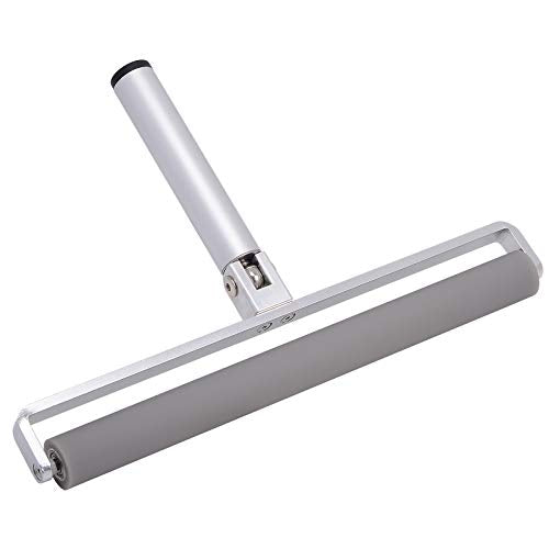 Gomake 12 Inch Rubber Pasting Roller Squeegee Rolling Wheel Power Cleaner Rubber Rollers for Crafting, Glue Roller Paint Brush for Printmaking Stamping Gluing, Anti Skid Tape Construction - size: 12-inch