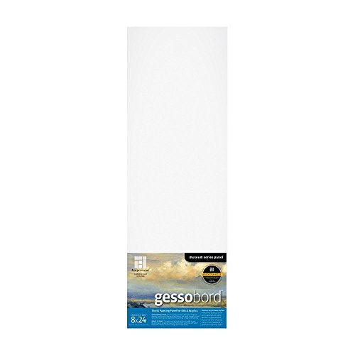 Ampersand Art Supply Museum Series Gessobord | 8x24 | 2" Cradled Profile | Gesso Wood Painting Panel for Oil and Acrylic Paint & Mixed Media | Canvas Panel Alternative in Professional Art Supplies - size: 8" x 24", style: 2 Inch Cradle
