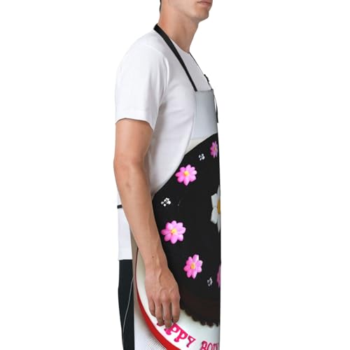 Round watercolor painting Heavy Duty Waterproof Apron with Pockets for AdultsResistant Grilling, Gardening, Painting - color: Black Chocolate Cake