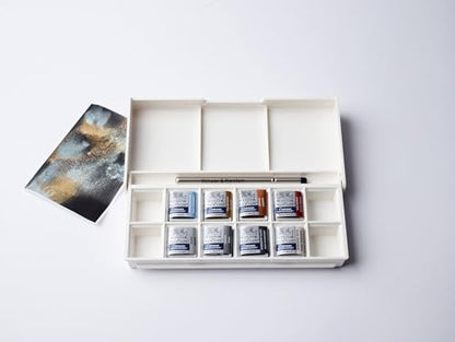 Winsor & Newton Cotman Watercolor Paint Set, 8 Half Pan, Metallic Colors w/ Brush - style: 8 Half Pan Metallic Colors