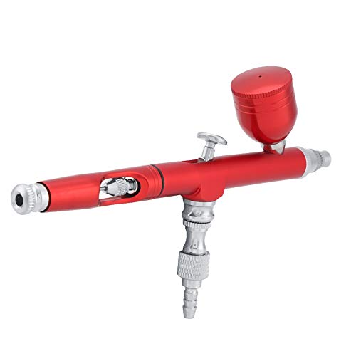 Yosooo Airbrush Kit, Multi-Purpose Gravity Feed Dual Action Paint Spray Gun Set 7CC Capacity 0.3MM Spray Kit Tools for Paint Art Tattoo Nail Design(Red) - color: Red