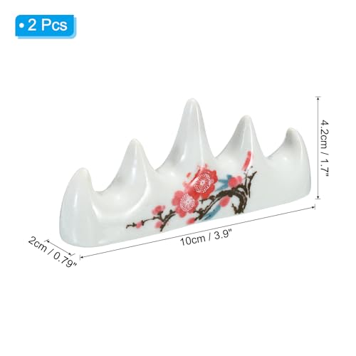 PATIKIL Calligraphy Writing Brush Rack, 2 Pack 4 Ports Ceramic Chinese Calligraphy Brush Pen Holder Stand Rest Tool for Writing Painting Brushes, White