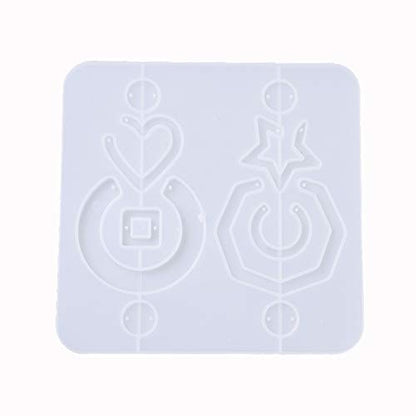 Craftdady 5pcs Earring Pendant Silicone Mold 7 Shapes Geometric Round Hollow Star Heart Square Epoxy Resin Casting Mold for DIY Resin Jewelry Dangle Earring Keychain Making - color: Transparent, Geometric-c