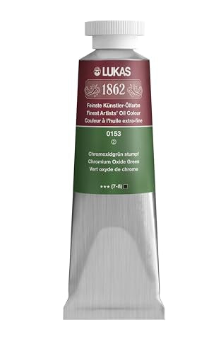 Lukas 1862 Professional German Oil Paint, Chromium Oxide Green 37 mL - w/Beeswax & Non-Yellowing Sunflower Oil, Short Drying Time, Smooth, Outstanding Lightfastness - color: Chromium Oxide Green, size: 1.25 Fl Oz (Pack of 1)