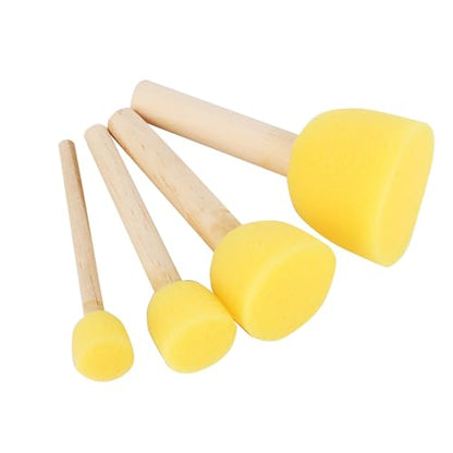 Wooden Foam Brush Painting Painting Art Furniture Game Paint, 4 Pieces of Foam Foam for Children, Assorted Sizes