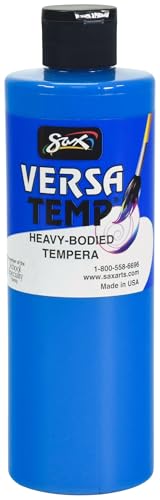 Sax Versatemp Heavy-Bodied Tempera Paint, 1 Pint, Fluorescent Blue