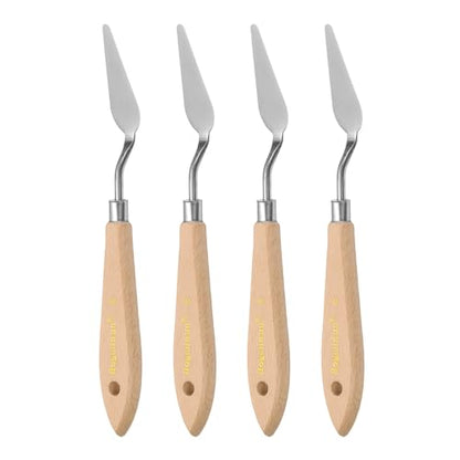 HARFINGTON 4pcs 8# Painting Palette Knife Pointy Stainless Steel Art Spatula Painting Pallet Knives Scrapers Tools with Plastic Handle for Acrylic Oil Canvas Mixing Spreading - size: 55mm x 18.6mm