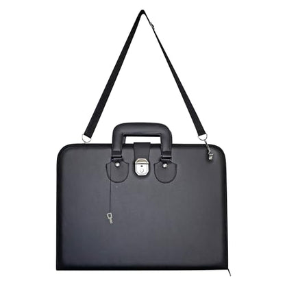 Premium Art Portfolio Leather Bag 20 x 28 (inches) with Lock and Key, Executive Briefcase Style Carrying Case with Handle & Shoulder Strap, Artwork Storage for Posters, Canvas, and Art Materials