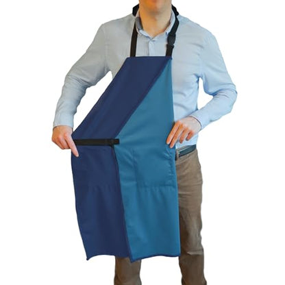 Ravill Waterproof Apron For Men and Women - 2 Pockets - 35" Long Multi Purpose Work Aprons for Dishwashing, Dog Grooming - color: Blue