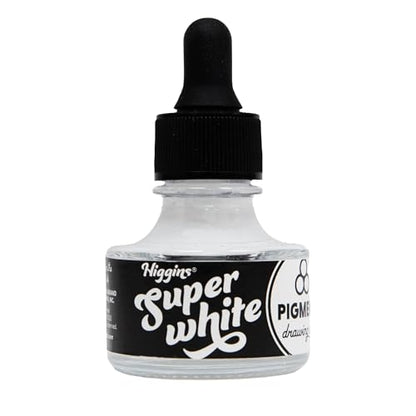 Higgins Super White Pigmented Drawing Ink - for Artists and Students - 1 oz. Glass Bottle (HIG44100) - color: Super White