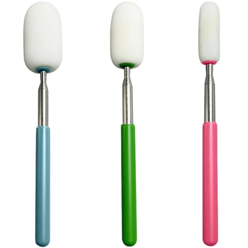 Telescoping Sponge Stick for Pottery, Stainless Steel Telescoping Sponge Set for Pottery Makers, Adjustable Sponges for Clay, 3 Pack, 9.1 in to 21.5 in Length