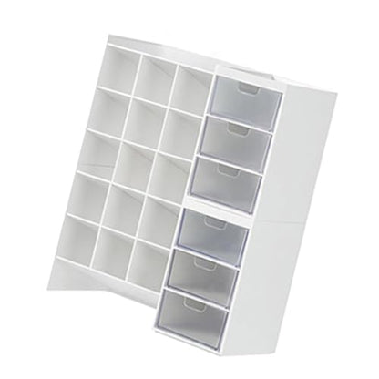 Stacking Marker 6-grid Inclined Pen Slots Large Capacity Desk Marker Storage Holder With 3 Drawers - color: Double layer