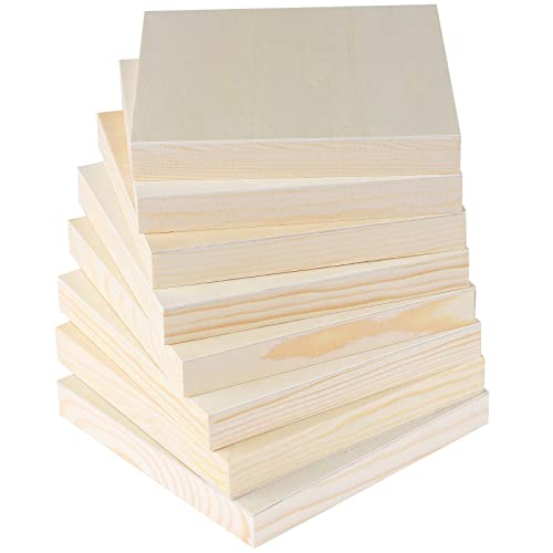 8 Pack Wood Panels 6 x 6 Inch Unfinished Wood Canvas Wooden Panel Boards for Painting, Pouring, Arts Use with Oils, Acrylics