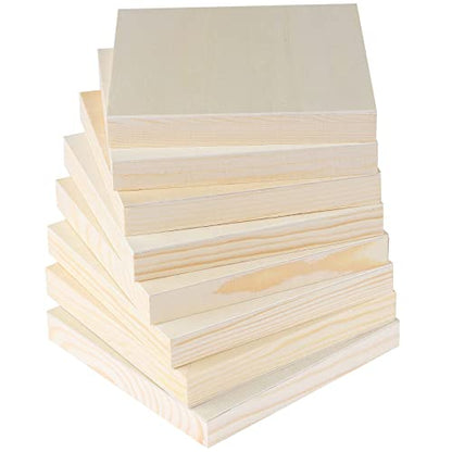 8 Pack Wood Panels 6 x 6 Inch Unfinished Wood Canvas Wooden Panel Boards for Painting, Pouring, Arts Use with Oils, Acrylics