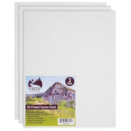 Vista Jute Oil-Primed Canvas Panels - 5"x7", 3 Pack - Blank Canvas for Traditional Oils, Eco Friendly, 100% Jute, Triple Primed, Extra Coarse Texture, Ideal for Dry Brush and Impasto Techniques - size: 5"x7"