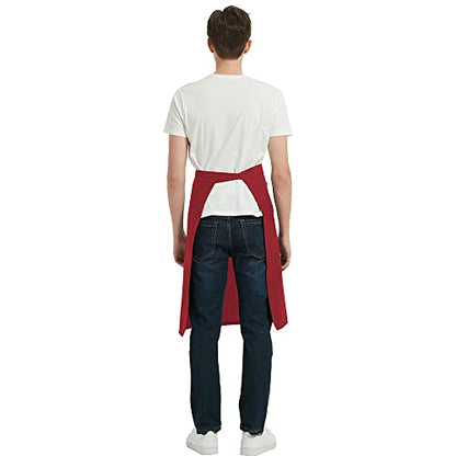 PINDUNCHEF Unisex Two Pocket Bbq Bistro Waiter CookingApron Waterproof Stain Resistant Waist apron - color: Burgundy