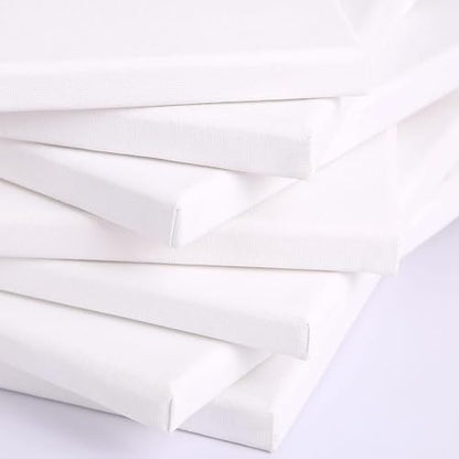 Canvases for Painting, 40x30, 30x20, 20x15, 8 Set Stretched White Canvas with Petal Paint Tray Palettes & Tape, Artist Canvases Frame Board Panels, Cotton Canvas for Oil, Acrylic, Watercolor