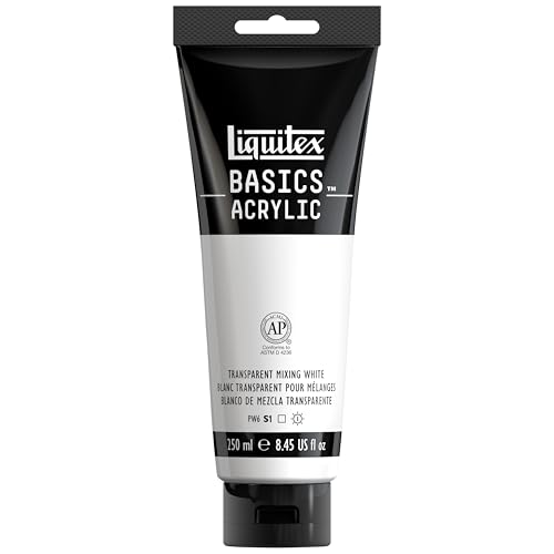 Liquitex BASICS Acrylic Paint, 250ml (8.5-oz) Tube, Transparent Mixing White - color: Transparent Mixing White, size: 8.45 Fl Oz (Pack of 1)