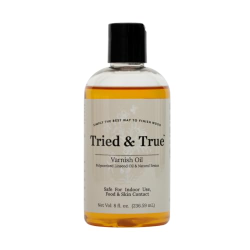 Tried & True Superior Varnish Oil Wood Finish & Sealer, 8 oz. - Natural Pine Resin & Linseed Oil, Ideal for Interior Furniture, Tables, Countertops - Food Safe, Scratch Resistant & Durable - size: 8 oz