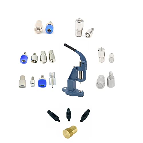 Hobby Trendy Hand Press Set with Hole Punches, Essential Dies for Snap Buttons, Eyelets, Grommets, Rivets Setting (Blue Press) - color: Blue Press