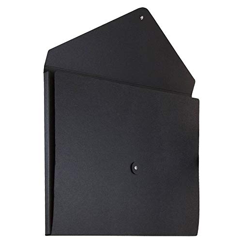 JAM PAPER Kraft Portfolio with Button and String Tie Closure - Large - 9 1/4 x 14 x 3/8 - Black Recycled - Sold Individually - color: Black Recycled, size: Large (9 1/4" x 14" x 3/8")