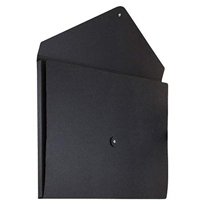 JAM PAPER Kraft Portfolio with Button and String Tie Closure - Large - 9 1/4 x 14 x 3/8 - Black Recycled - Sold Individually - color: Black Recycled, size: Large (9 1/4" x 14" x 3/8")