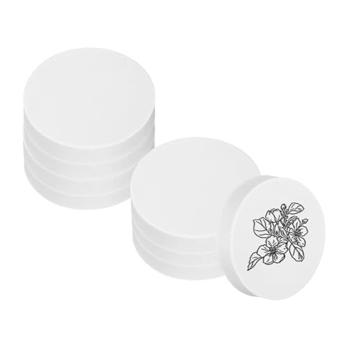 PATIKIL 8Pcs 2" Rubber Carving Blocks, Soft Linoleum Art Carving Block Round Crafts Stamp Making for Printmaking Stamps Carving Supplies, White - color: White